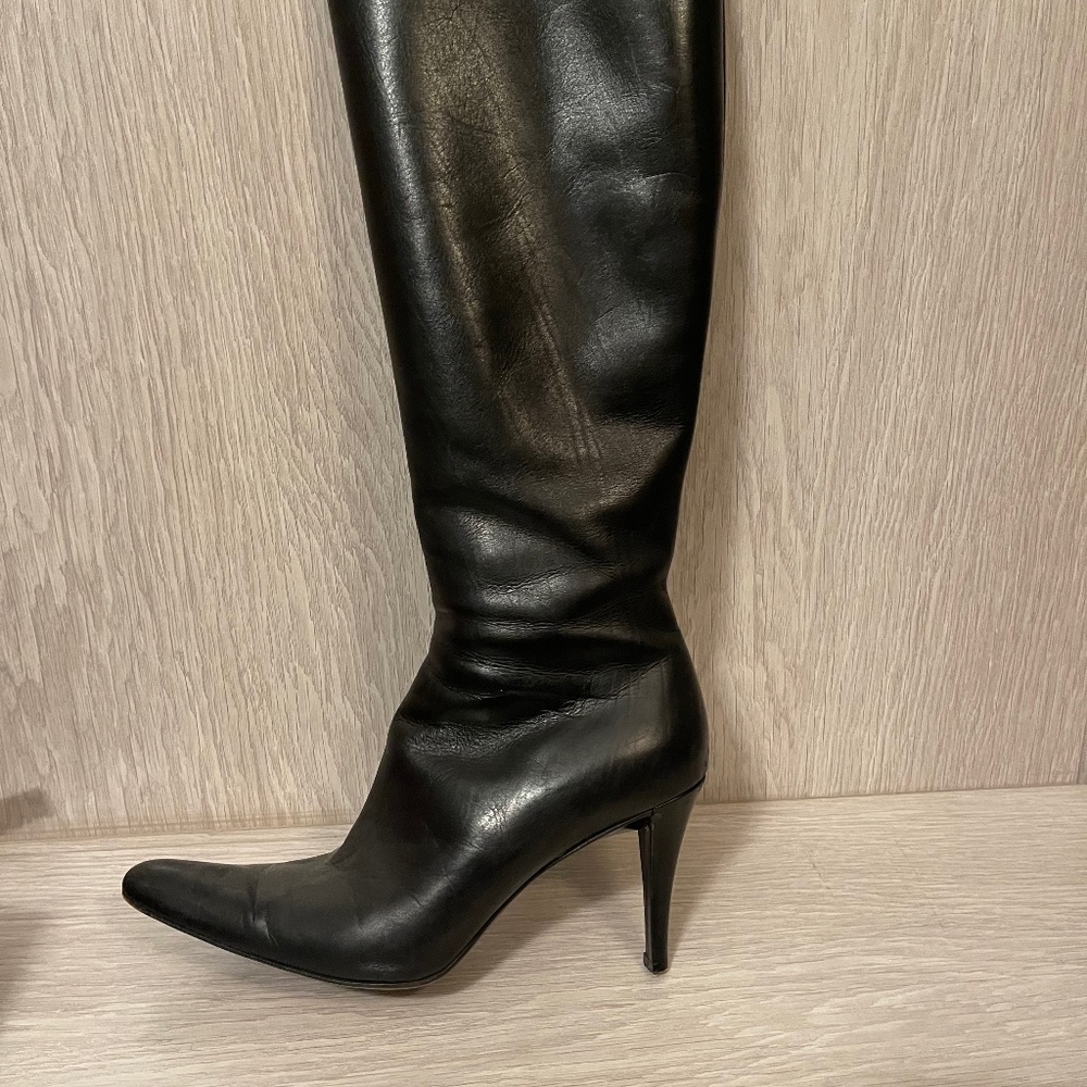 Ralph Lauren black leather boots, size 37